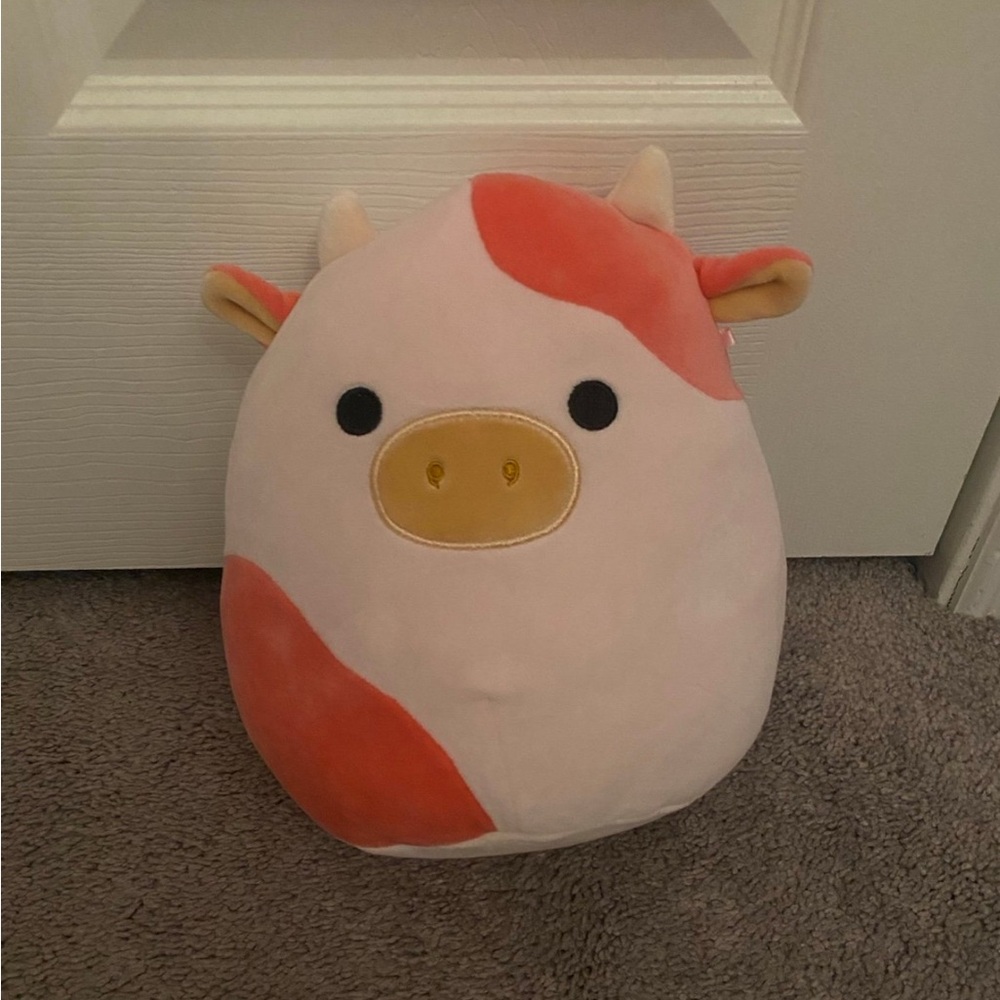 Squishmallows Pink and Cream Reshma 8 inch Cow Pillow